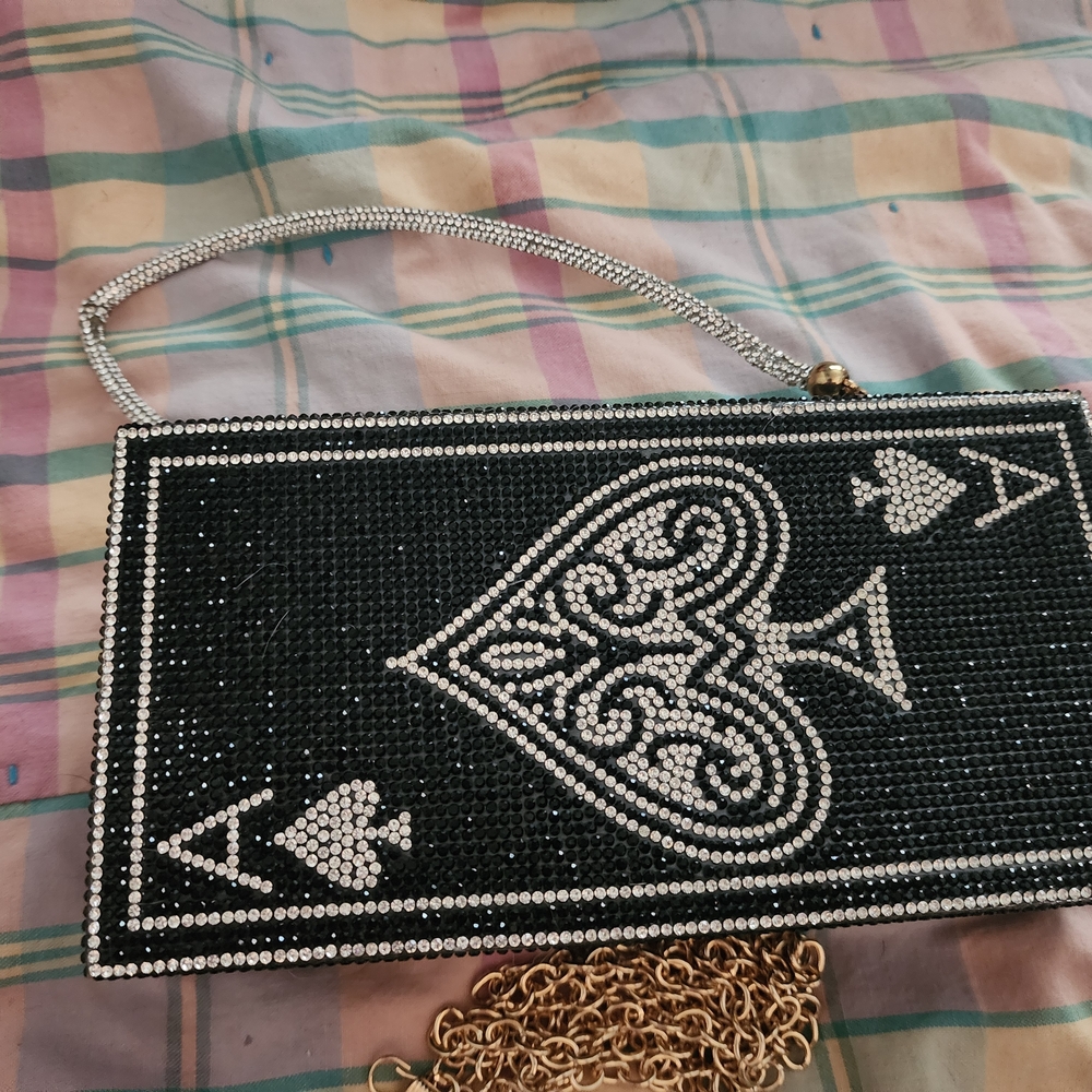 Amazon Black and Silver Heart Design Clutch